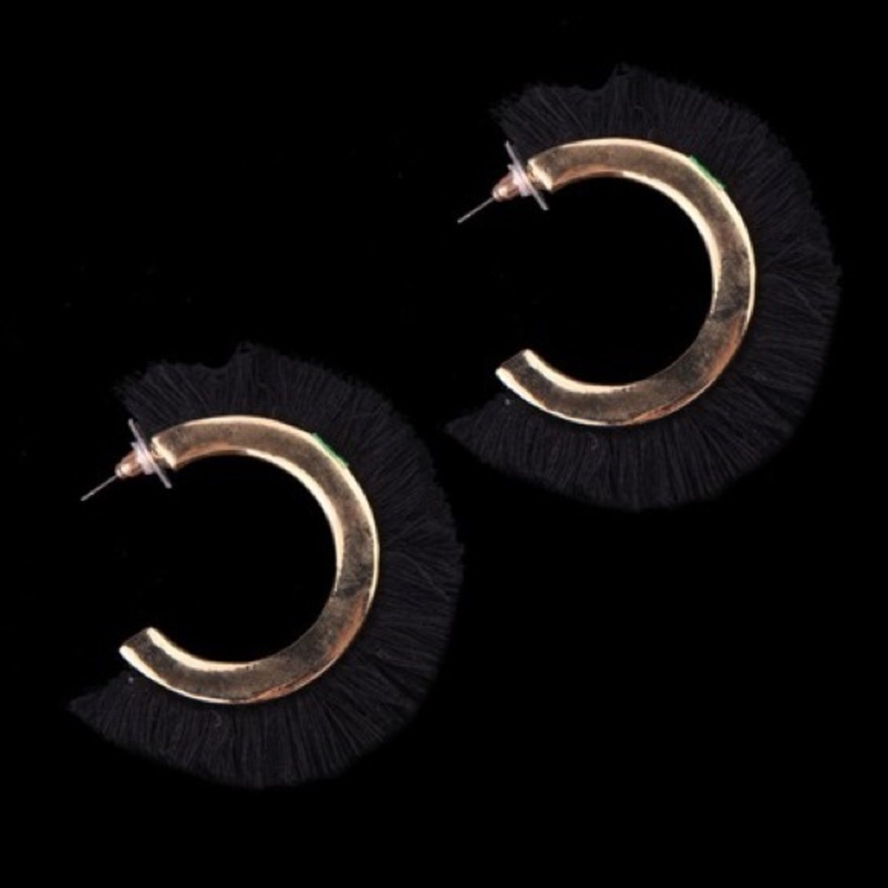Black Thread Hoops - Picture 2 of 2